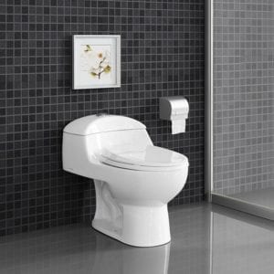 Glossy white Swiss Madison Dual Flush Toilets
